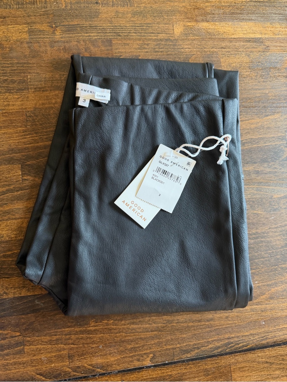 Good American Better Than Leather Leggings Size 3 Pants Black Faux Pleather NWT